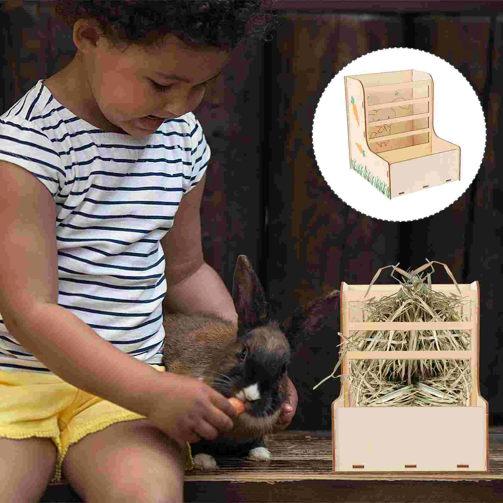 

Tableware Chinchilla Food Feeding Racks Small Animal Grass Feeder Rabbit Wooden