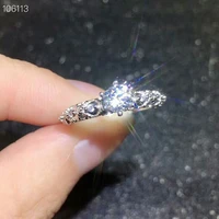 meibapj 5mm glittering moissanite gemstone classic simple ring for women 925 sterling silver fine wedding jewelry