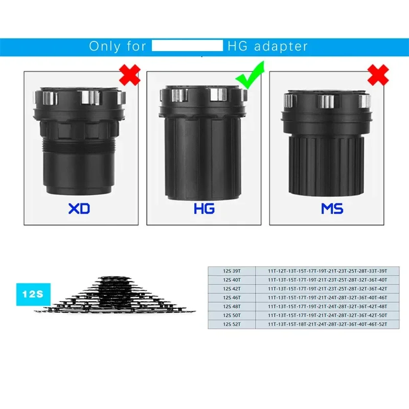 Фото GOLDIX 12-скоростная MTB кассета Сверхлегкая 12-скоростная кассета 11 52 50 48 46 44 40 HG Структурная звездочка для кассеты Shimano 12 В hg №2