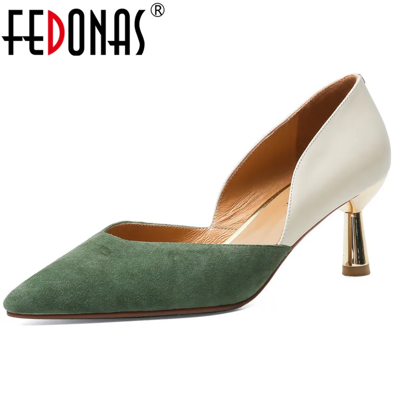 

FEDONAS Fashion Mixed Colors Women's Shoes 2022 Newest Summer Autumn Suede Leather High Heels Pumps Wedding Party Shoes Woman