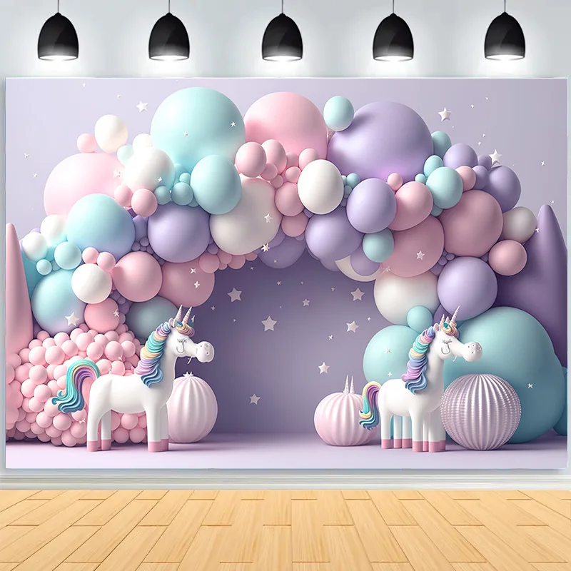 Colorful Balloons Decorations For Birthday Party Stage Photography Backdrops Props Children Newborn Baby Studio Background BE-11