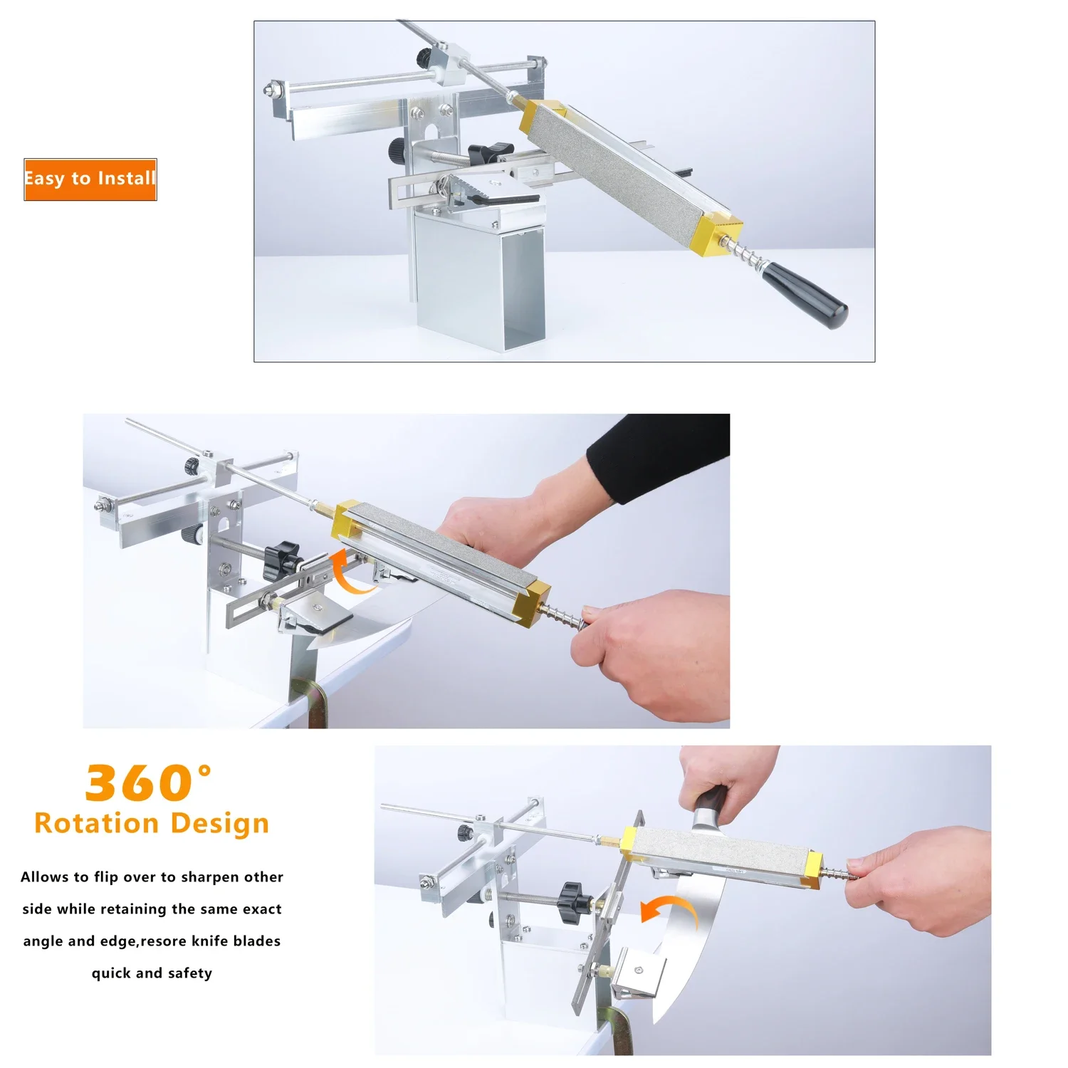 Точилка для кухонных ножей с фиксированным углом двойными зажимами 360 градусов