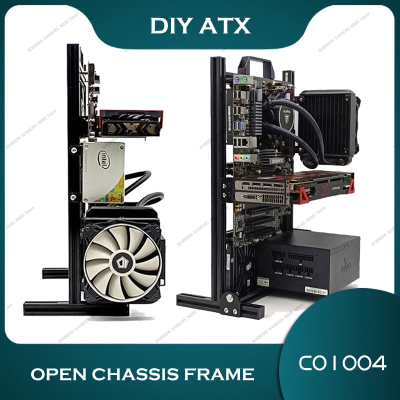 

Open ATX Vertical PC Case, Rack Vertical Cabinet Transparent Chassis,DIY Creative Water-Cooled Computer Frame