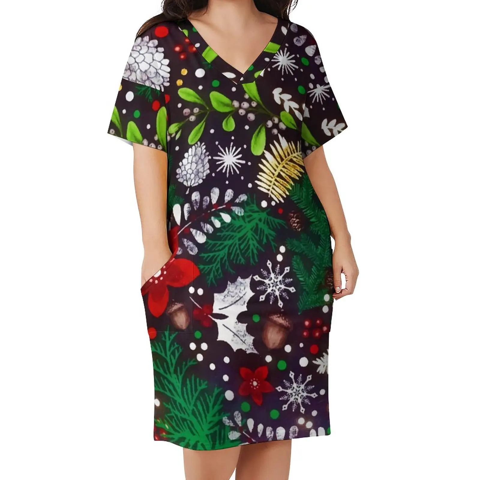 

Женское винтажное платье с V-образным вырезом, большого размера