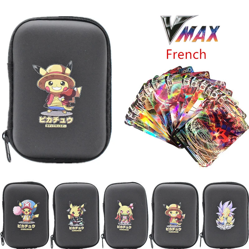 

NEW 50 PCS French Version Language Vmax Pokemon Pikachu Game Cards Holder Hard Case Card Holder Book Holder Box Birthday Gifts