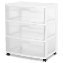 Wide 3 Drawer Cart White