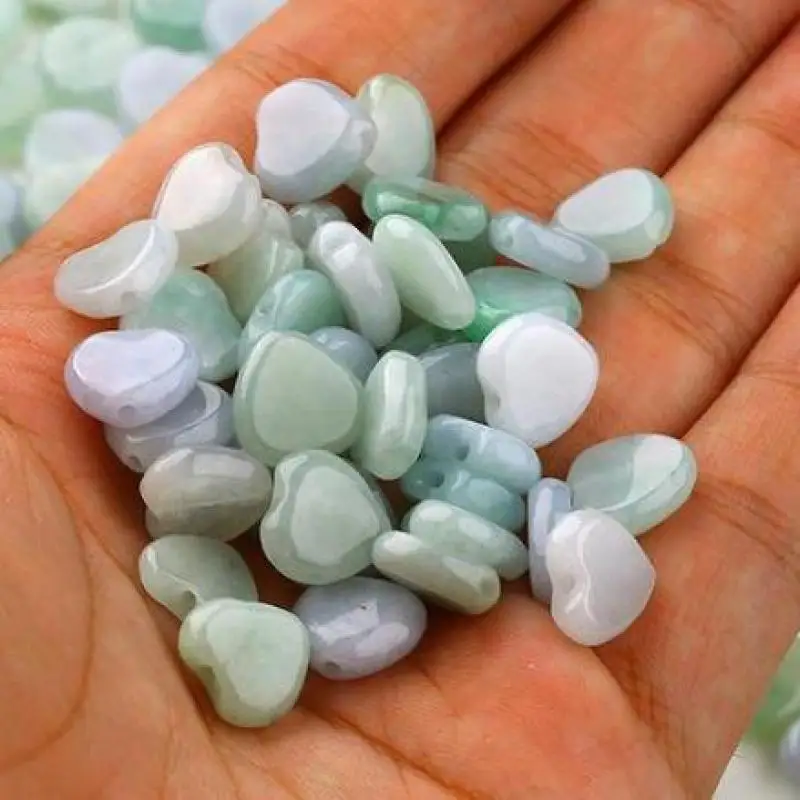 

9*10mm Natural Jadeite Myanmar Heart Shape Jade Beads For Jewelry Making Diy Bracelet Necklace Jades Stone Love Bead Accessories