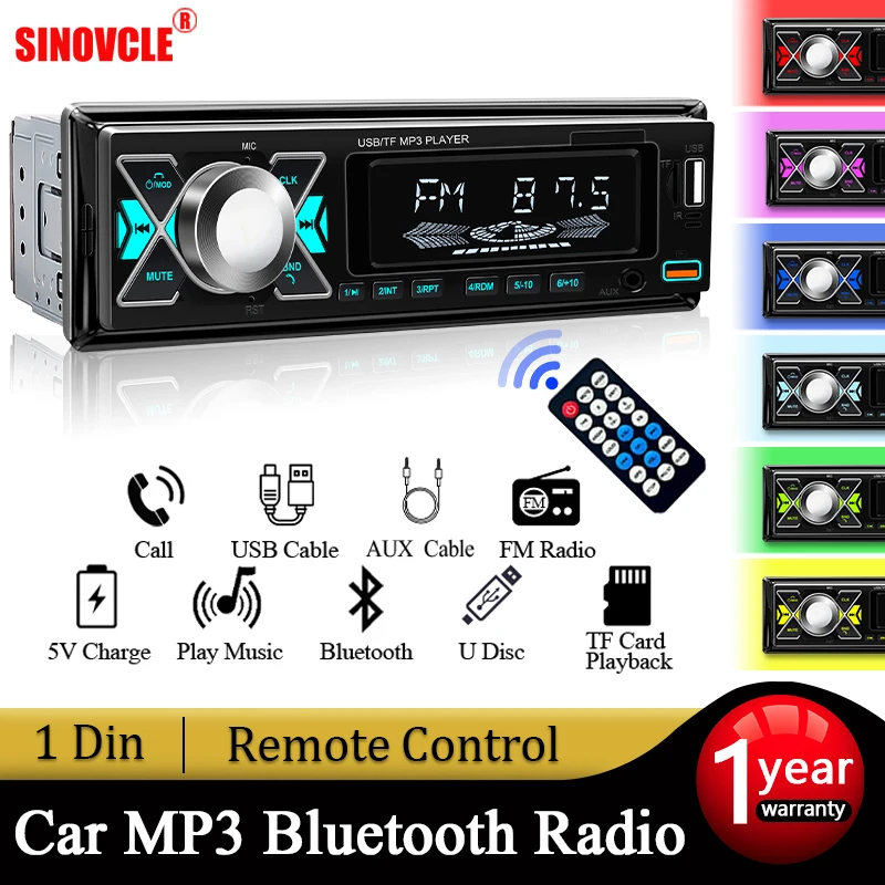 

Автомобильная Магнитола 1-DIN, Bluetooth, MP3-плеер, Стереоаудиосистема, Универсальная Цифровая Мультимедийная Система С Aux-In