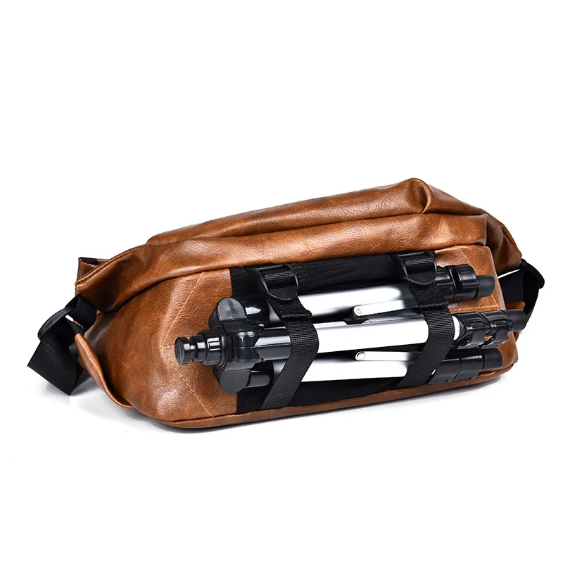 New Vintage Men's Leather Chest Bag Trendy Cycling Crossbody Bag Large Capacity Shoulder Messenger Bag Sports Male Sling Bag