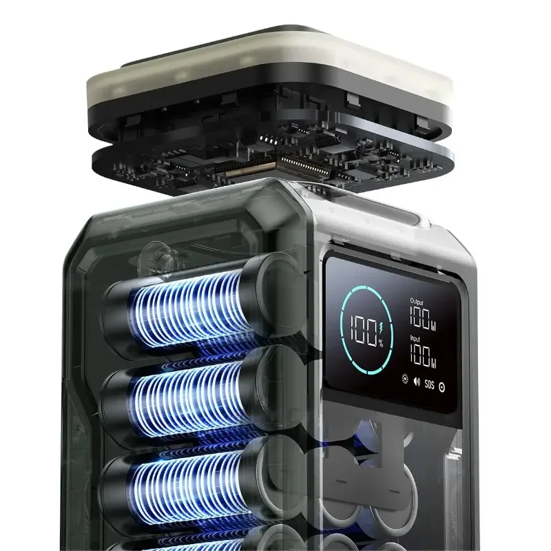 Фото Joyroom Новый дизайн Качество 100 Вт Большая емкость 75000 мАч Зеленый Power Bank Станция с телескопической подсветкой №2