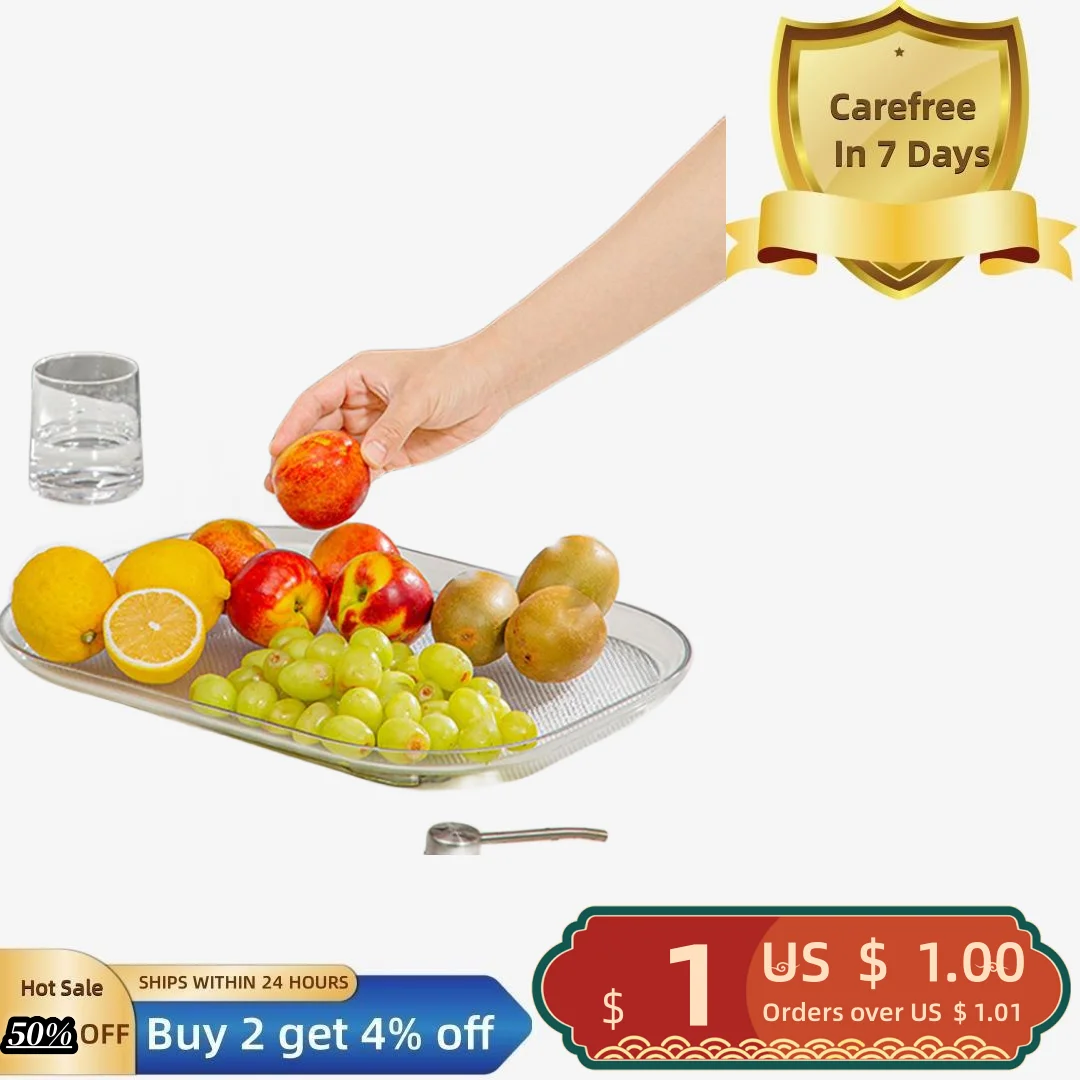 

Lazy Turntable Refrigerator Organizer Transparent 360 Degree Rotation Storage Rack Clear Rectangular Fridge Organizer