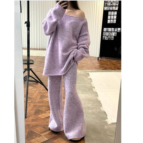 Женский весенний свитер из смеси шерсти 35% на одно плечо, вязаные пуловеры, сексуальный свитер, топы, женские пуловеры, модные Pull Femme