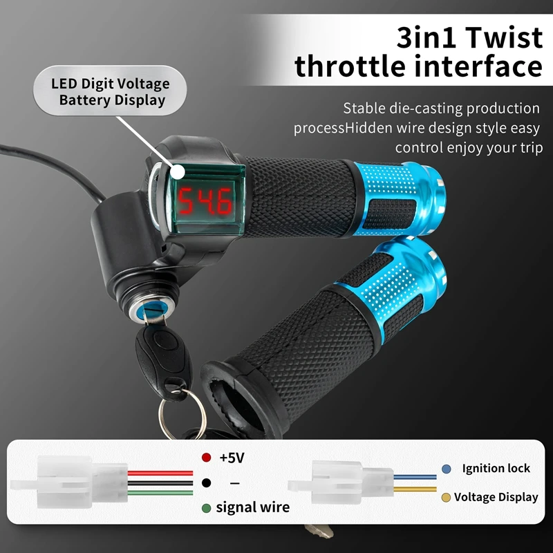 Скоростная Дроссельная заслонка для электровелосипеда с ЖК-дисплеем 12-72 в