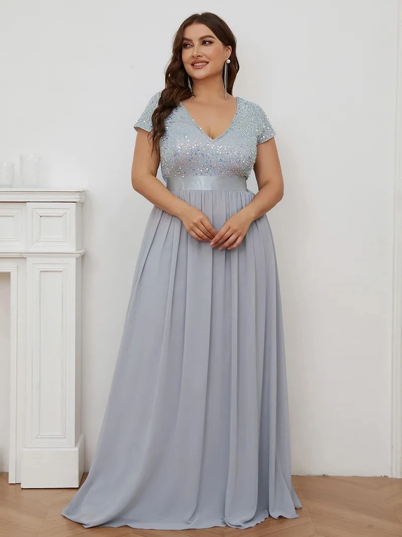 

Plus Size Elegant Evening Dress Clear inventory 2023 Ever Pretty of 24 yards Silver Navy Blue Temperament Bridesmaid Dresses