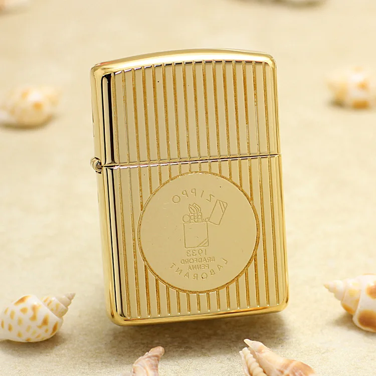 

Genuine Zippo oil lighter Gold Limited Edition copper windproof cigarette Kerosene lighters Gift with anti-counterfeiting code