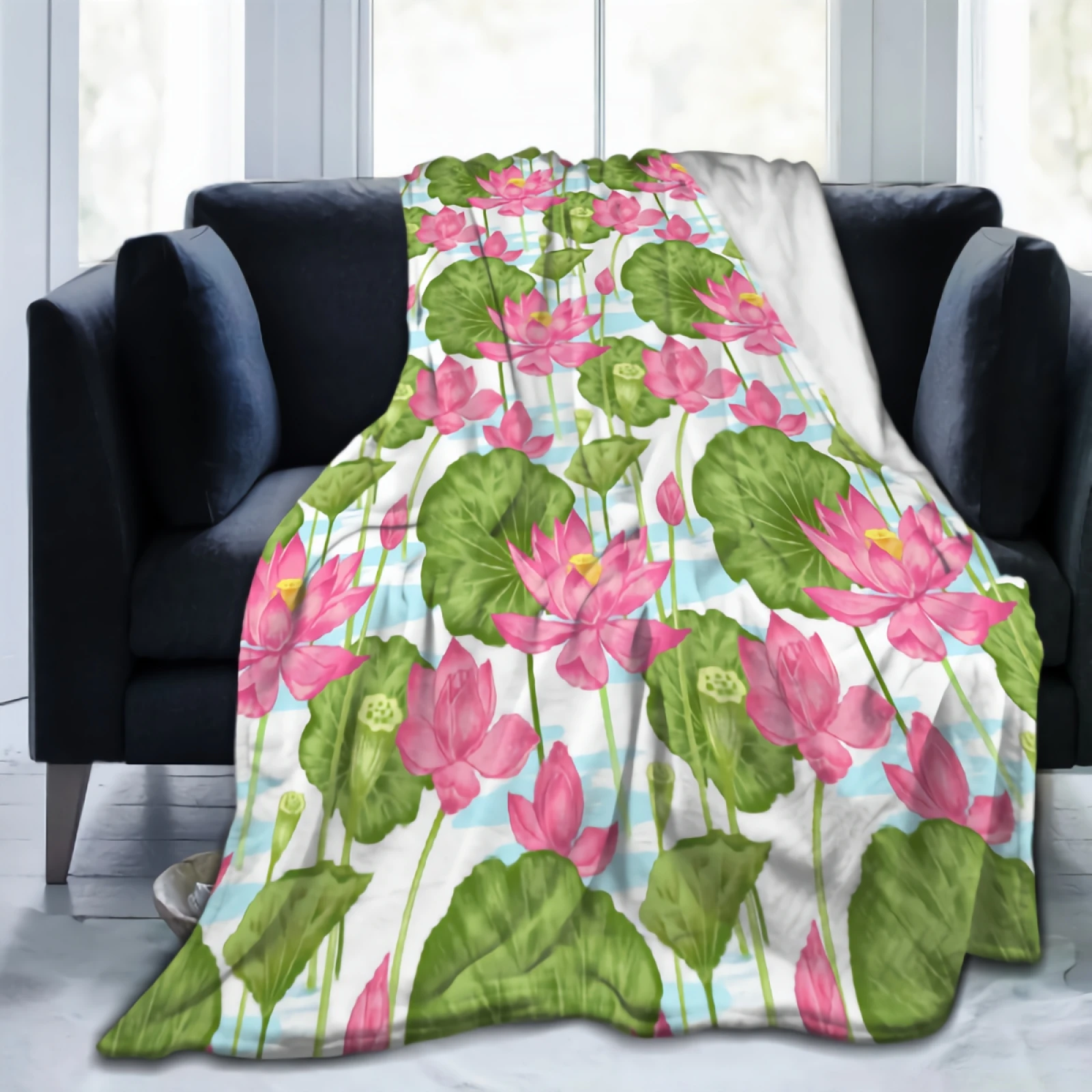 

Толстое фланелевое одеяло с цветами лотоса, дышащее теплое покрывало для кровати, дивана, мягкое покрывало для детей и взрослых, 80 х60 дюймов