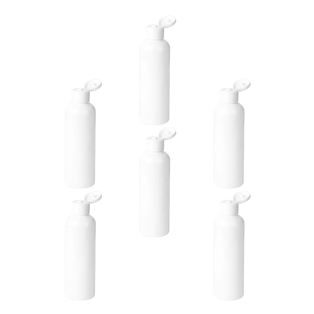 

6 Pcs Cosmetics Storage Bottle Plastic Lotion Liquid Simple Reusable White Empty Bottles Travel