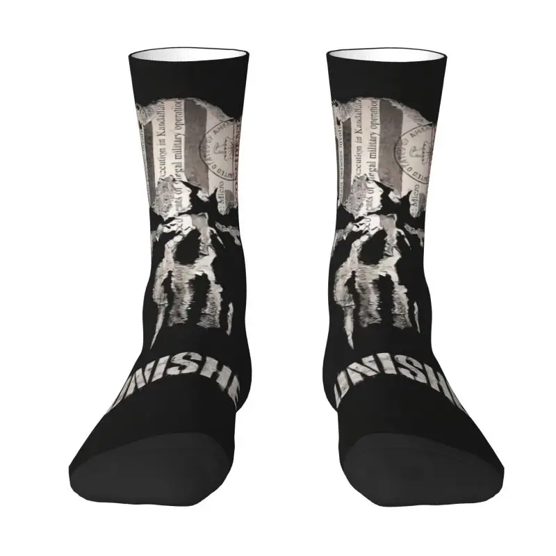 

Funny Printing Skeleton Skull Heavy Metal Punishers Socks for Men Women Stretch Summer Autumn Winter Crew Socks