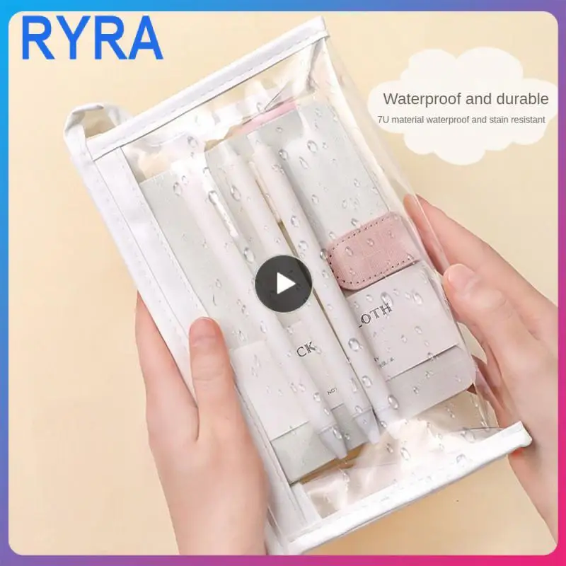 

High School Student Makeup Bag Large Capacity Pencil Bag Transparent Female Carry Case Storage Tools Organizer Bag Simple Tpu