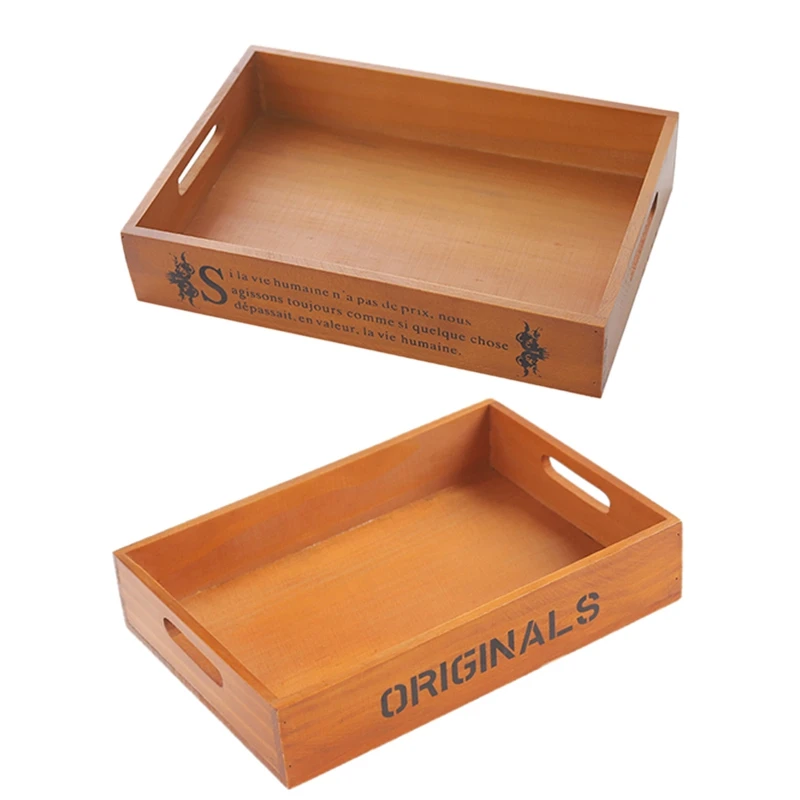 

Farmhouse Wooden Serving Tray Dinner Display Tray Tea Bar Breakfast Dessert Food Container Storage Tray