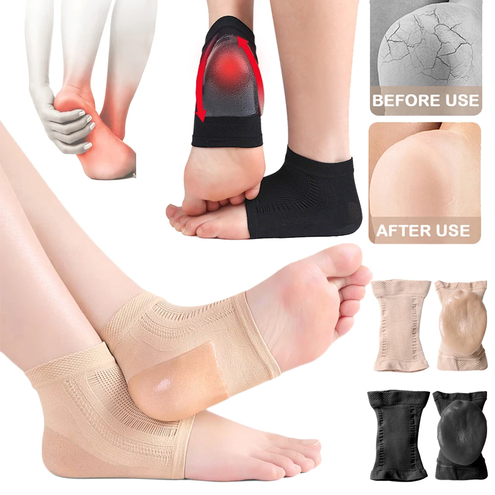 Silicone Moisturizing Heel Socks for Feet Dry Cracked Heel Spur Pain Relief Treatment Plantar Fasciitis Heel Protector Socks