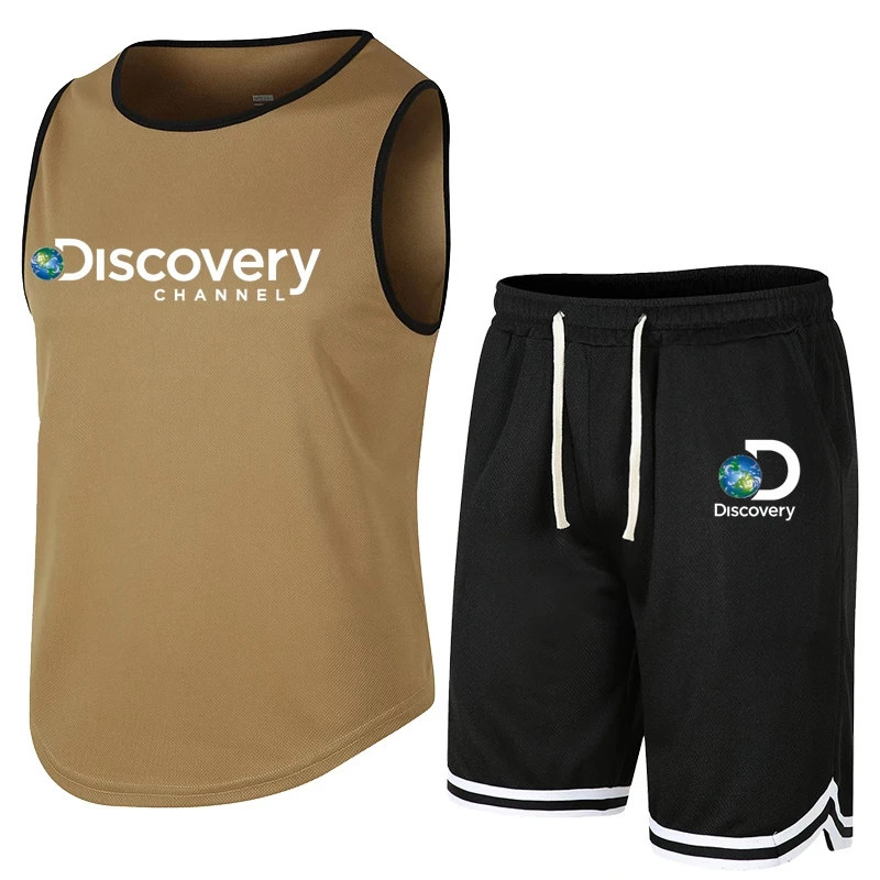 2023 Men's Sleeveless T-shirt + Shorts suit summer breathable casual comfortable top running suit fashionable Harajuku print men