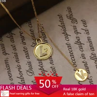 18k real gold love pendant necklaces for women 18k gold jewelry gifts women necklace can be engraved lettering lady accessories