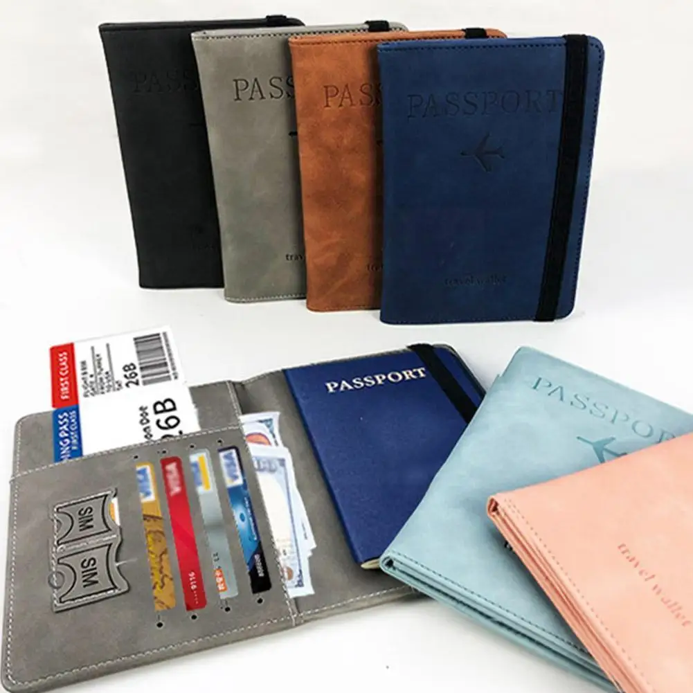 

RFID Passport Bag PU Leather Passport Holder RFID Blocking Leather Card PU Documents Women Men Case Wallet Travel Passport L7X2
