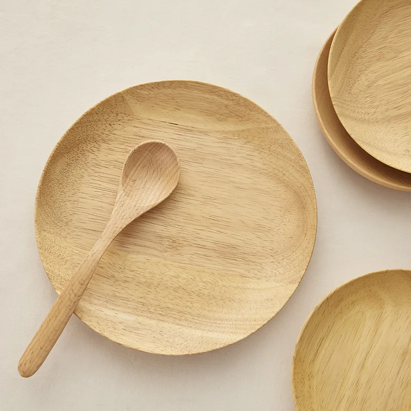 1PC Solid Wood Plates for Food Wooden Tableware Set Kitchen Dining Bar Home Garden |
