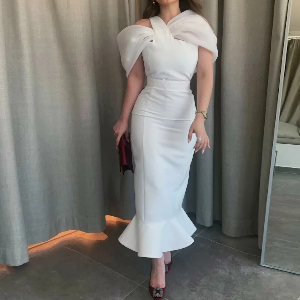 

Женское вечернее платье-Русалка ROSELLA, белое платье с открытыми плечами и оборками по щиколотку для выпускного вечера, новинка 2023