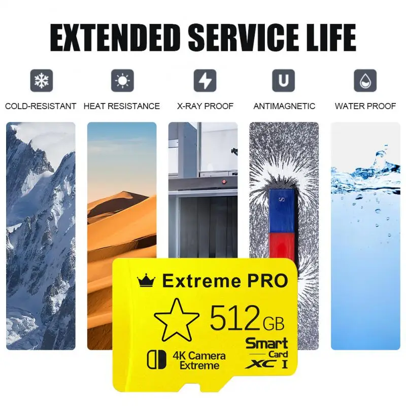 Высокоскоростная карта памяти Micro TF SD на 1 ТБ 128 ГБ 256 V30 мини SD-карты 512 флэш-карта