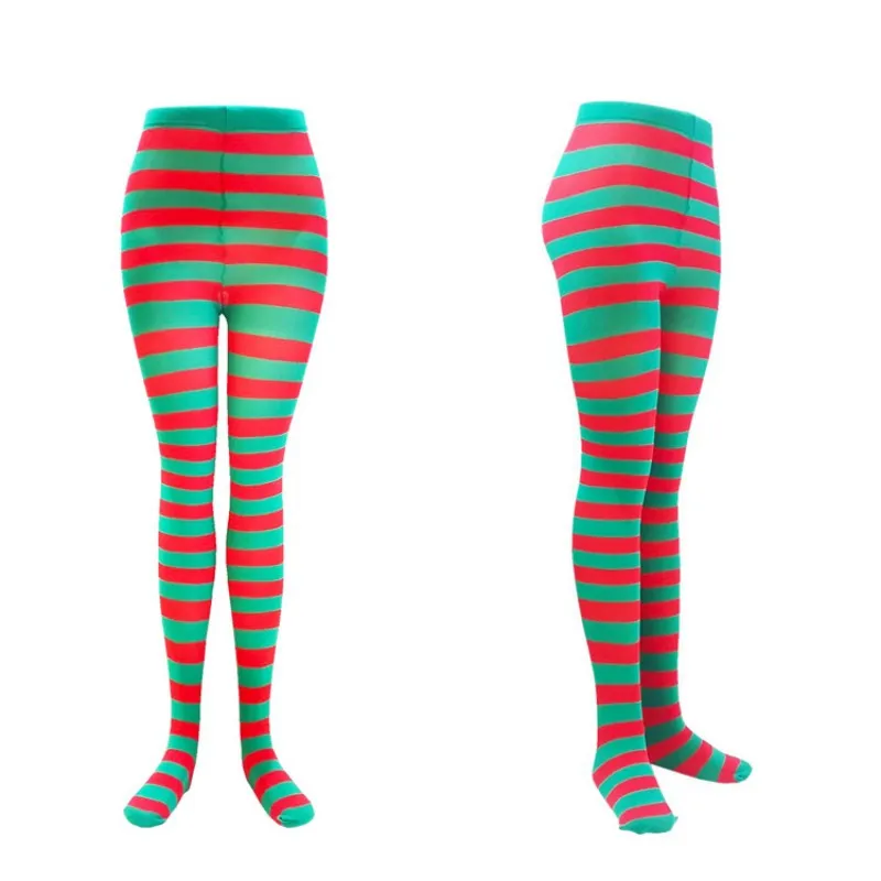 Hot Selling Women's Jumpsuit, Holiday Ball Dress Up Pants, Christmas Socks, Red and Black Striped Jumpsuit Tights Women