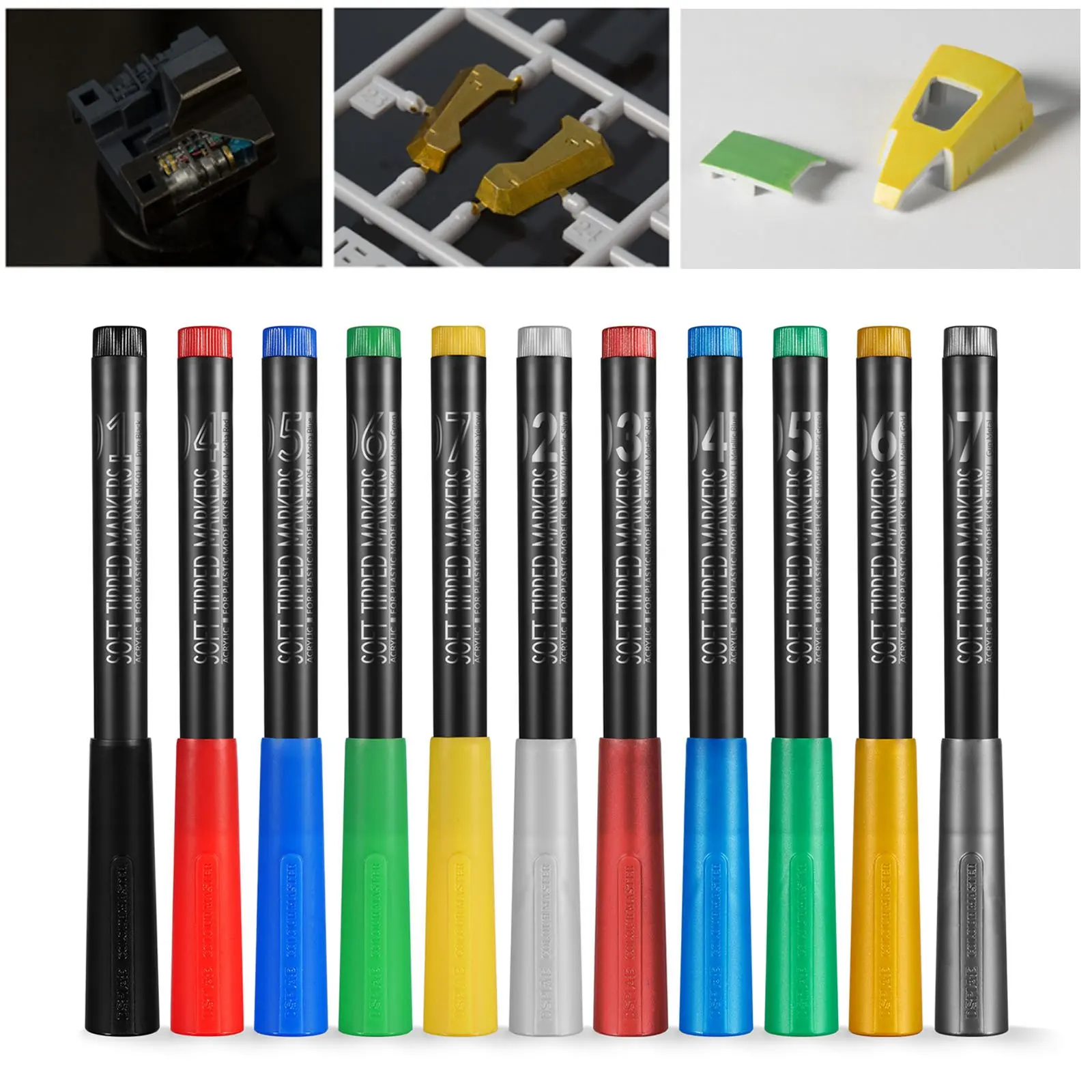 11 Colors Brush Pen Paint Tool Sets Red Blue Green Yellow Black Yellow Gray Gold Pen 11pcs/set