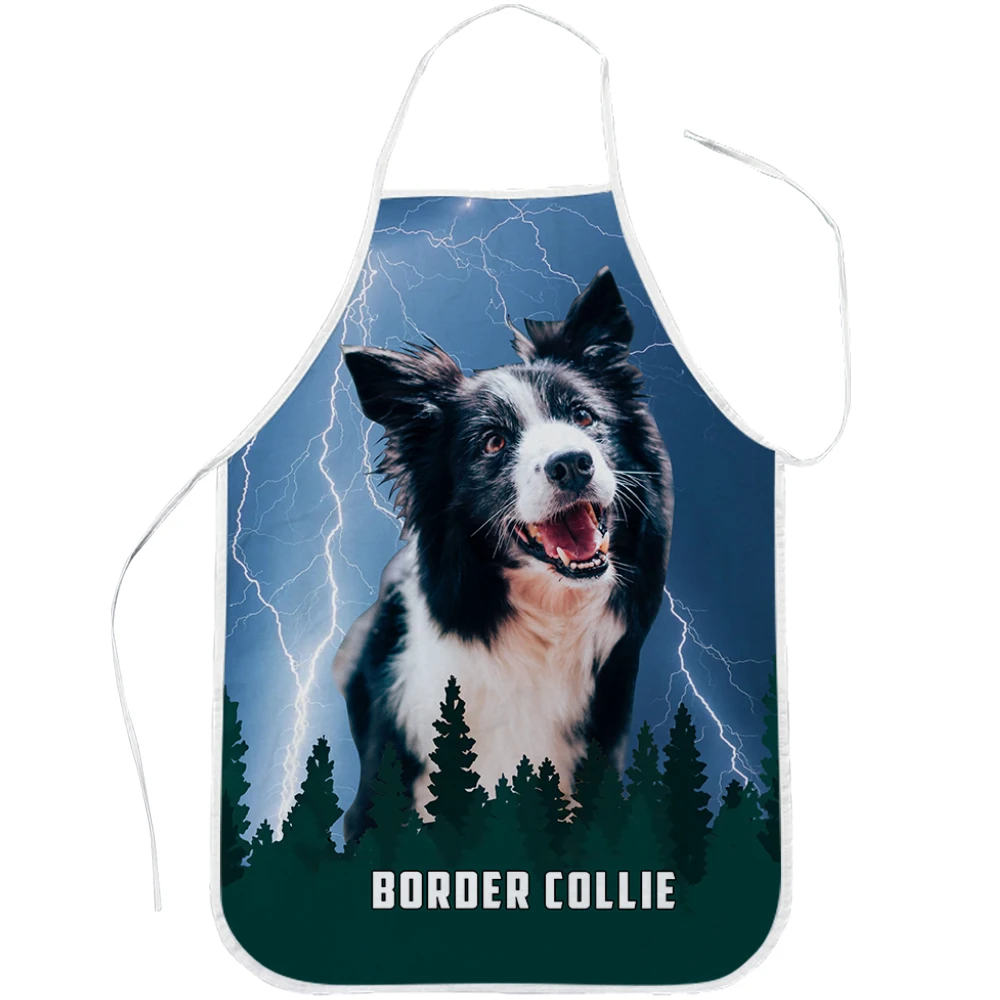 

CLOOCL Pet Dog Border Collie Sleeveless Apron 3D Fashion Adults Children Kitchen Apron for Cooking Baking Home Cleaning Tools