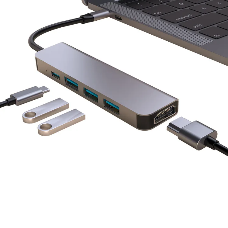 

USB C Top Dock 5-in-one Type C to HDMI 4K USB3.0 PD Notebook Computer Hub