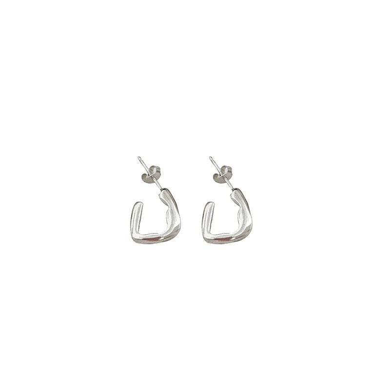 

S925 Sterling Silver Irregular U-shaped Earrings for Female Minority Design Fashion and Elegant Light Luxury Earrings