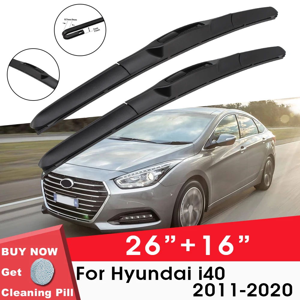 

Car Wiper Blade Front Window Windshield Rubber Refill Wiper For Hyundai i40 2011-2020 26"+16" Car Accessories