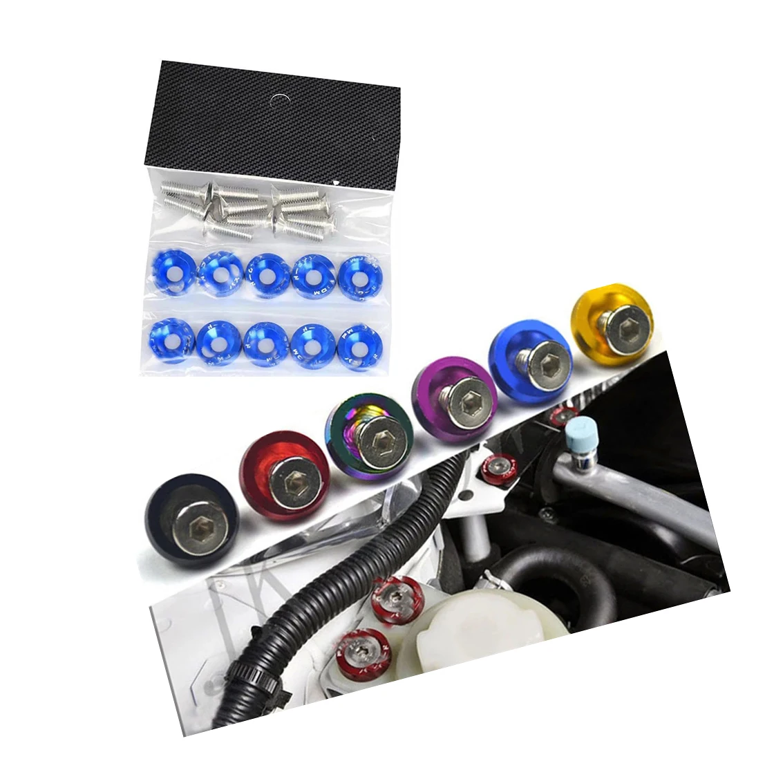 

M6 Aluminum Screw 10 Pcs/pack Car Modified Hex Fasteners Fender Washer Bumper Engine Concave Screws