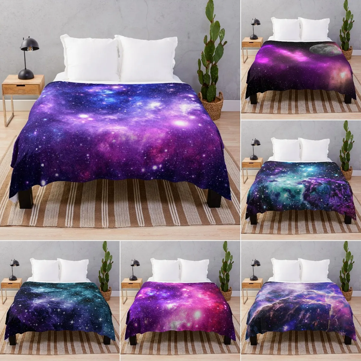 

Galaxy Star Purple Space Flannel Throw Blanket King Queen Full Size for Sofa Couch Living Room Bed Super Soft Lightweight Warm