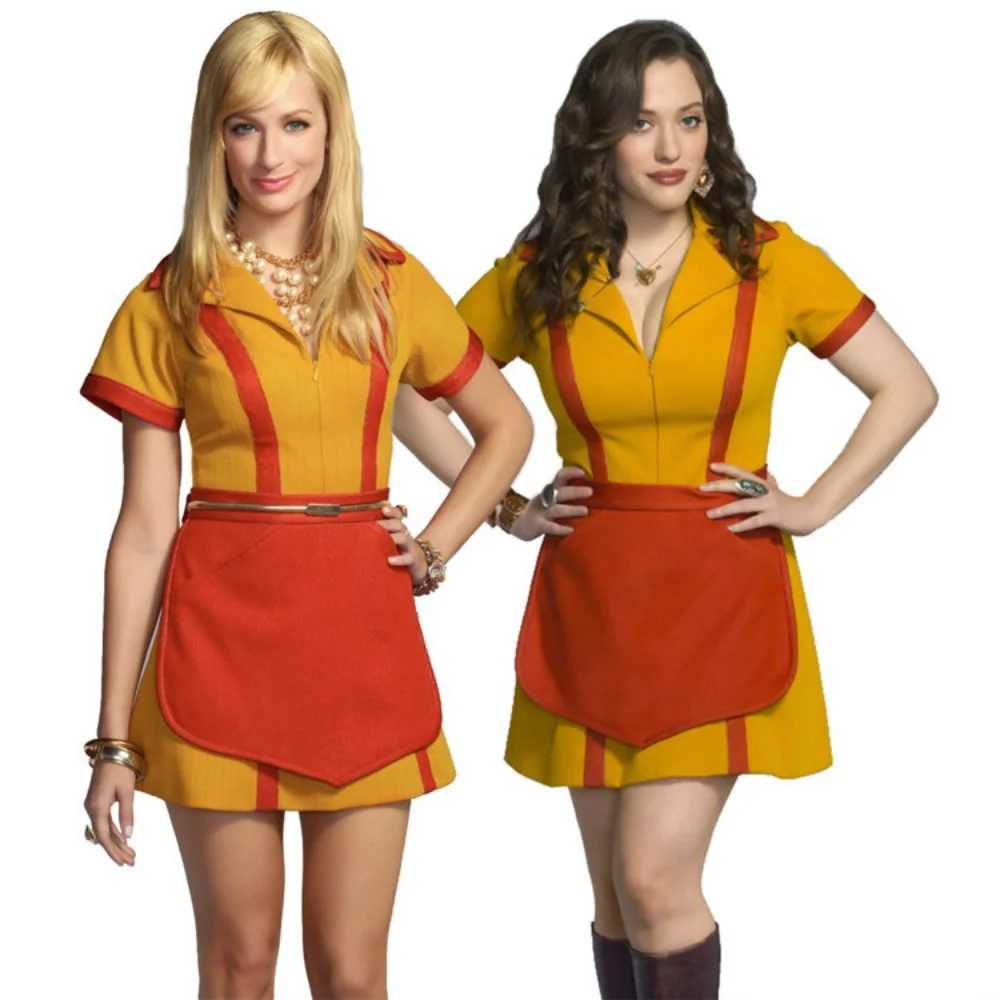 

Летнее платье Кэролайн и Макс, костюм на Хэллоуин, женская униформа для косплея официантки с двумя сломанными девушками