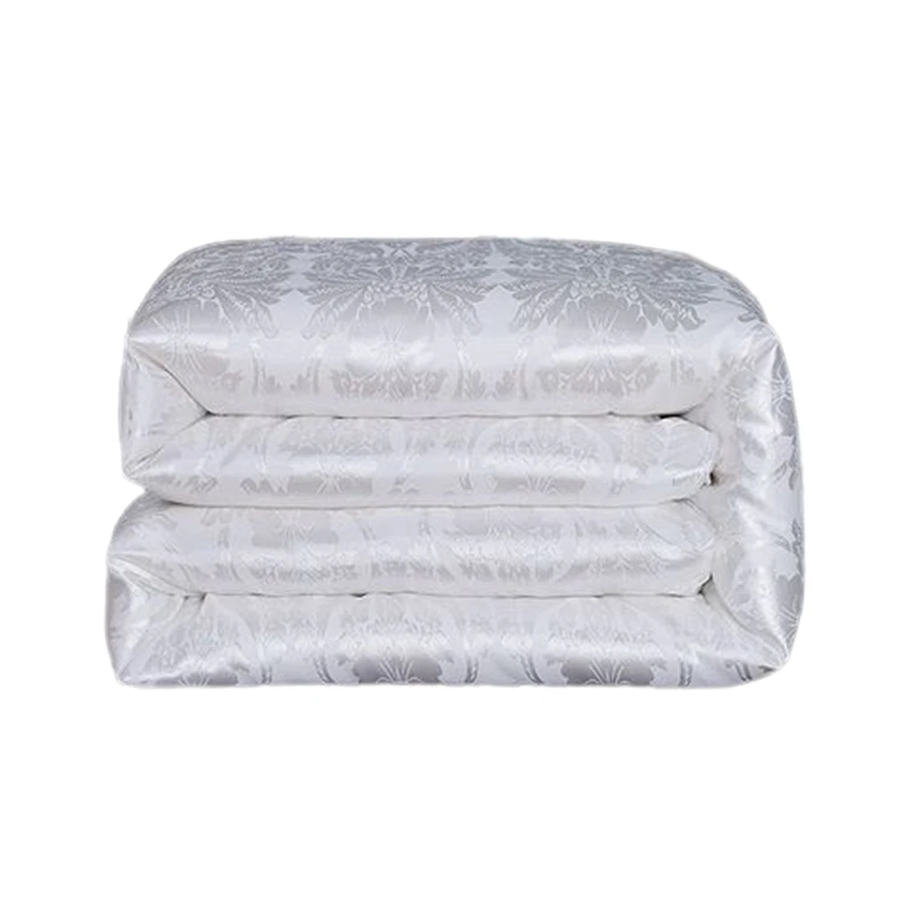 

Duvet Silk Quilt High Grade Solid Color Comforters Inner Jacquard Breathable Bouffant Blanket Winter All Season Gift