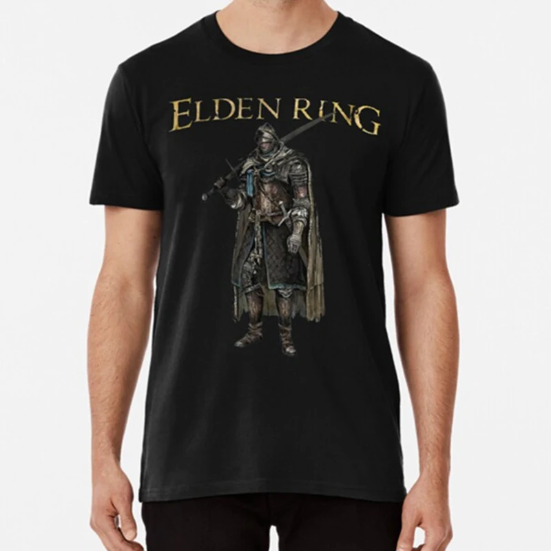 

Футболка Elden с изображением кольца и игры, классная одежда с изображением рыцаря немертвецов для женщин и мужчин, винтажная трендовая футбо...