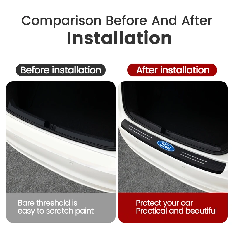 Защитная Наклейка на задний бампер автомобиля из углеродного волокна для Ford Mustang