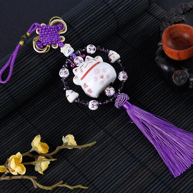 

Мультяшные Керамические Подвесные Украшения Для Автомобиля, Дизайн Lucky Cat, Милое Украшение Для Салона Автомобиля