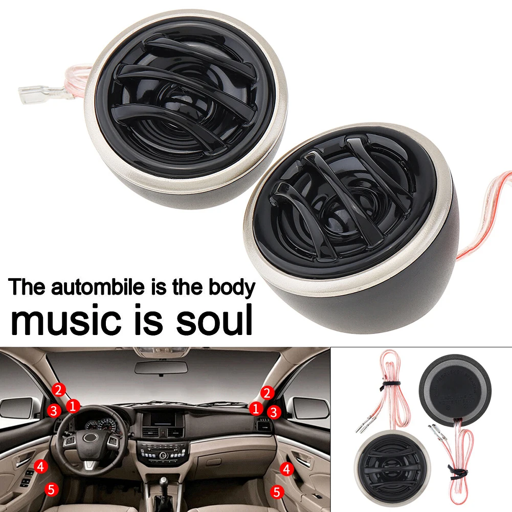 

2pcs 130W High Efficiency Lightweight Mini Dome Tweeter Speakers Built-in Crossover For Car Audio System