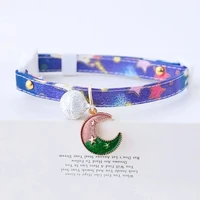 cute cat collar with moon pendant safety buckle puppy rabbits kitten necklace adjustable chihuahua yorkie bow tie accessories