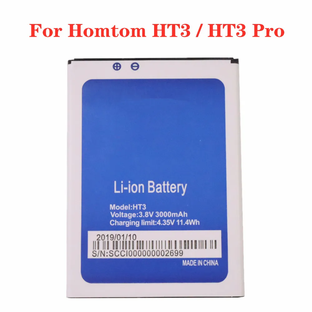 

New High Quality Original Battery 3000mAh For Homtom HT3 / HT3 Pro Mobile Phone Replacement Batteries