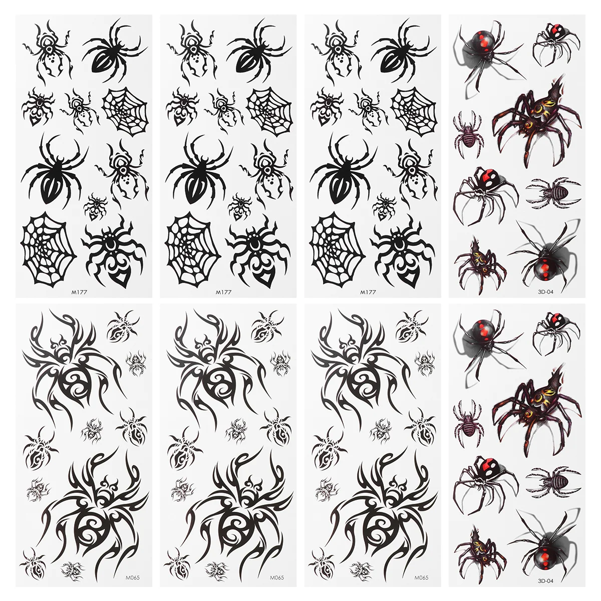 

8 Sheets Temporary Theme Spider Stickers Horror Spiderweb Stickers