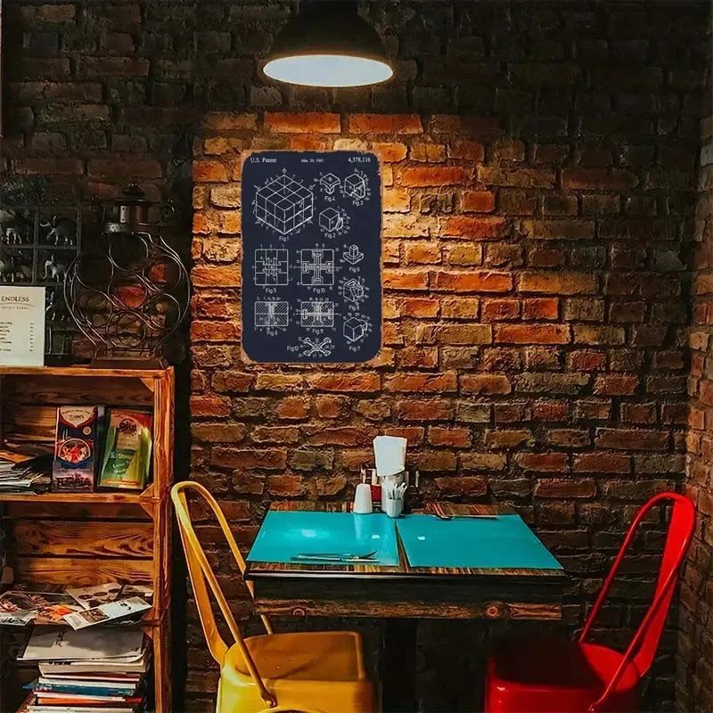 Rubiks куб игрушка ржавчины Жестяная Табличка Знак настенный Декор Гостиная