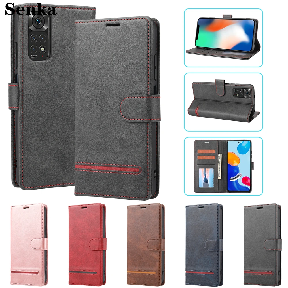 

Phone Case for Redmi Note 11S 11E 11 10 Pro 11T 9T 8 9S 9 Pro 10S Shell Luxury Flip Leather Wallet Card Holder Shockproof Cover